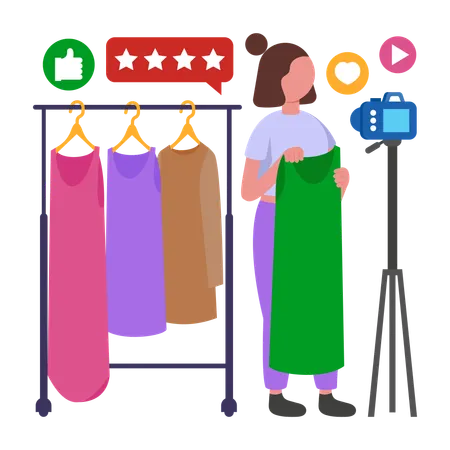 Fashion Vlogger giving clothes review  Illustration