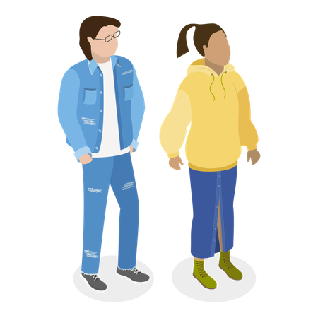 Fashionable couple wearing trendy clothes  Illustration