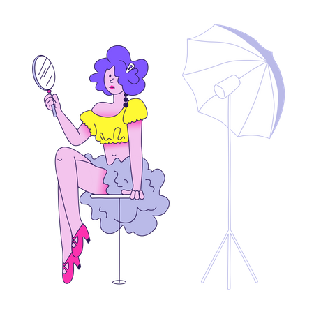 Fashionable girl at photo shoot  Illustration