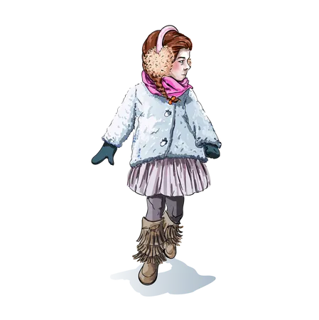 Fashionable Girl in Winter clothes  Illustration