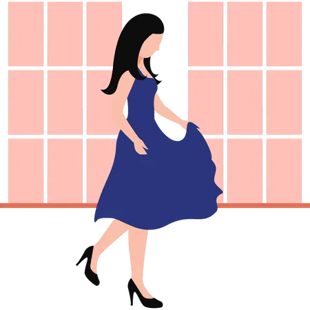 The Girl Is Wearing Party Dress Illustration