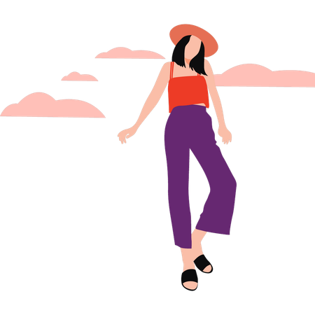 Fashionable lady is happy and posing  Illustration