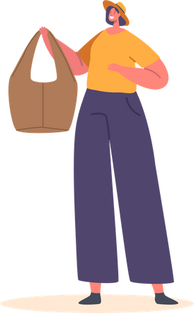 Fashionable Woman Carrying Contemporary Bag Illustration