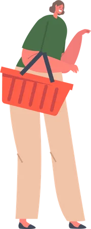 Fashionable Woman Holding A Shopping Basket  Illustration