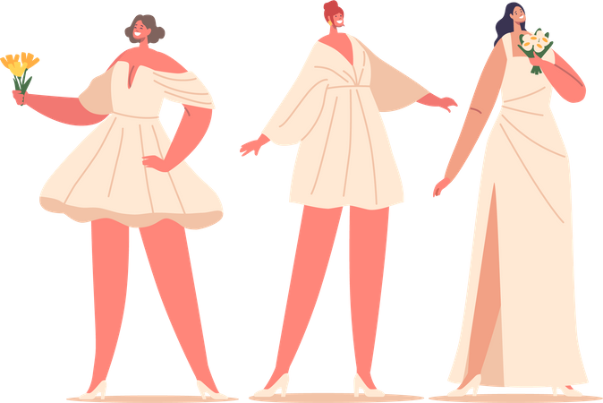 Fashioned Stylish Brides  Illustration