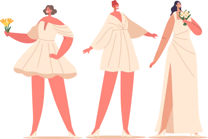 Fashioned Stylish Brides  Illustration