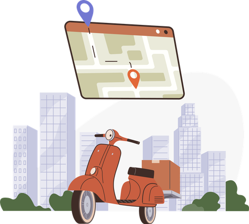 Fast and free delivery by scooter  Illustration