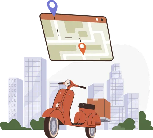 Fast and free delivery by scooter  イラスト