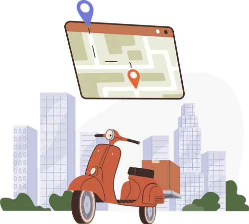 Fast and free delivery by scooter  Illustration