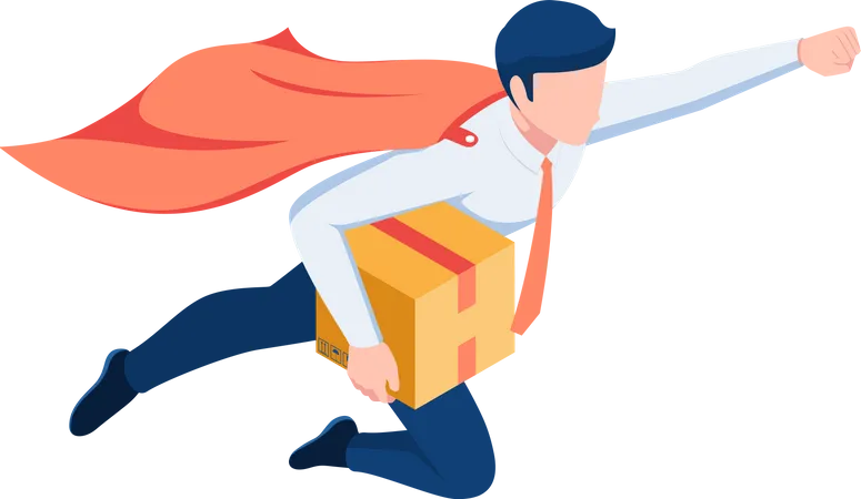 Fast delivery man flying through air  Illustration