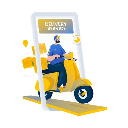 Courier Delivering Or Sending Package With Fast Or Express Service Illustration Illustration