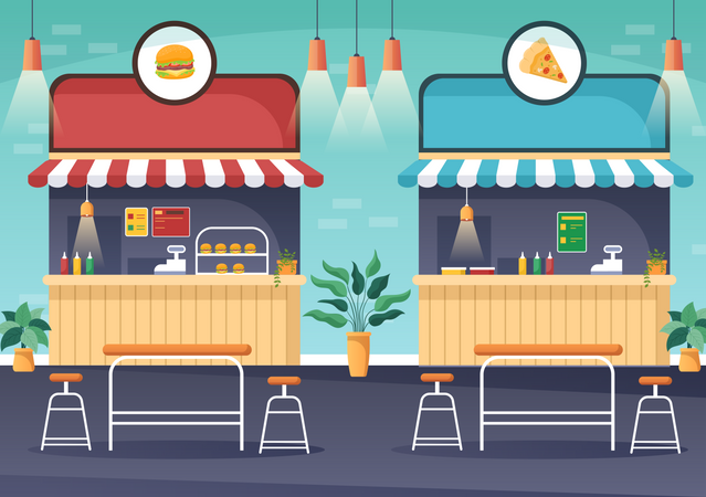 Fast-Food-Laden  Illustration