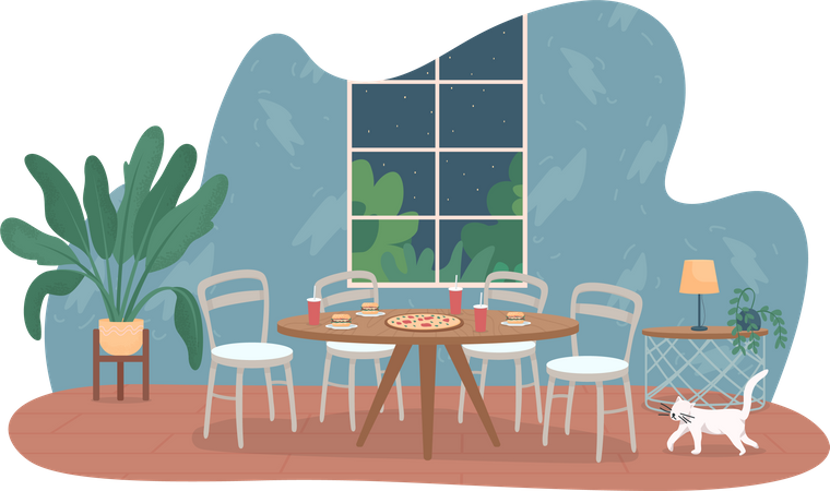 Fast food on table  Illustration