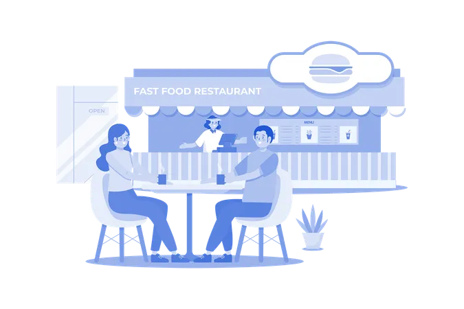 Fast Food Restaurant Illustration Concept On A White Background Illustration