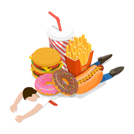 Schädliche Auswirkungen von Fast Food auf die Gesundheit  Illustration