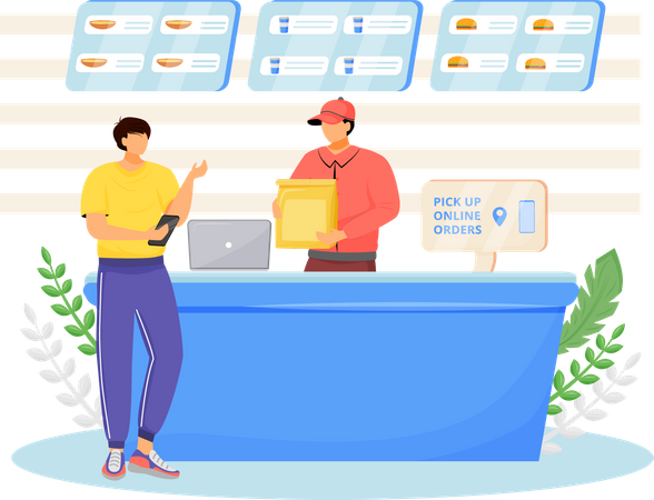 Fast food seller and buyer  Illustration