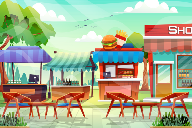 Fast-food Shop  Illustration