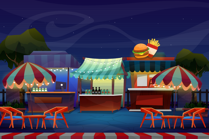 Fast food stores  Illustration