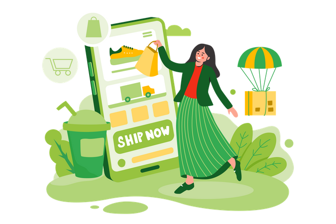 Fast Shopping Delivery Illustration
