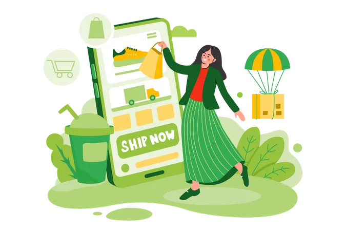 Fast Shopping Delivery  Illustration