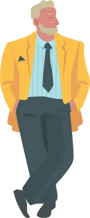 Fat businessman wearing orange coat  Illustration