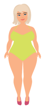 Fat Female In Swimming Suit  Illustration