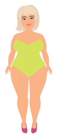 Fat Female In Swimming Suit  Illustration