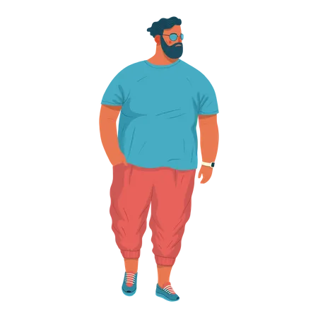 Fat hipster Boy Illustration