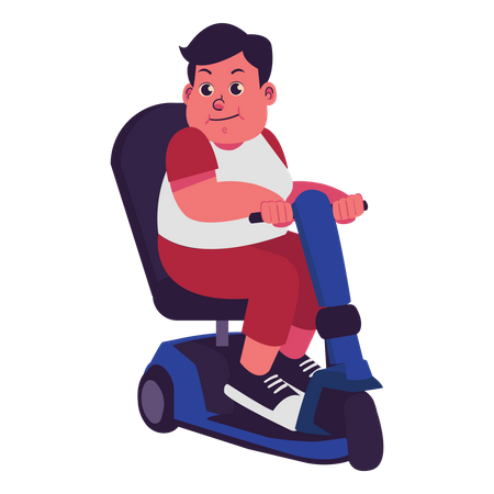 Fat Male with Scooter  Illustration