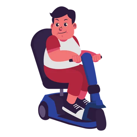 Fat Male with Scooter  Illustration