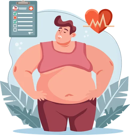 Fat Man Has Heart Complications High Blood Pressure You Have To Take Care Of Your Body Vector Illustration Illustration