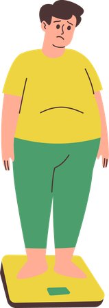 Fat Man Measuring Weight  Illustration