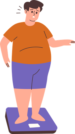 Fat Man Measuring Weight  Illustration