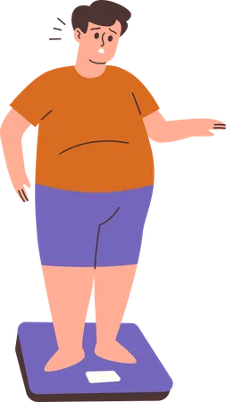 Fat Man Measuring Weight  Illustration