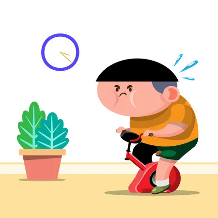 Fat man riding bicycle to loss weight  Illustration