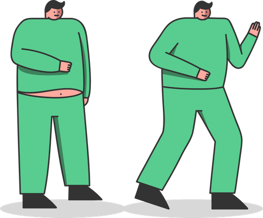 Fat man running for slim shaped body  Illustration