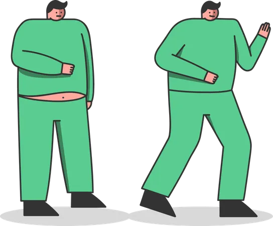 Fat man running for slim shaped body  Illustration