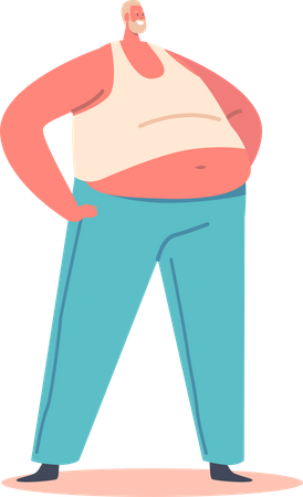 Fat Man with Huge Belly  Illustration