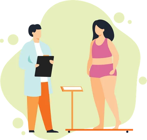 Fat patient visiting Nutritionist  Illustration