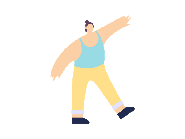 Fat woman doing dance Illustration