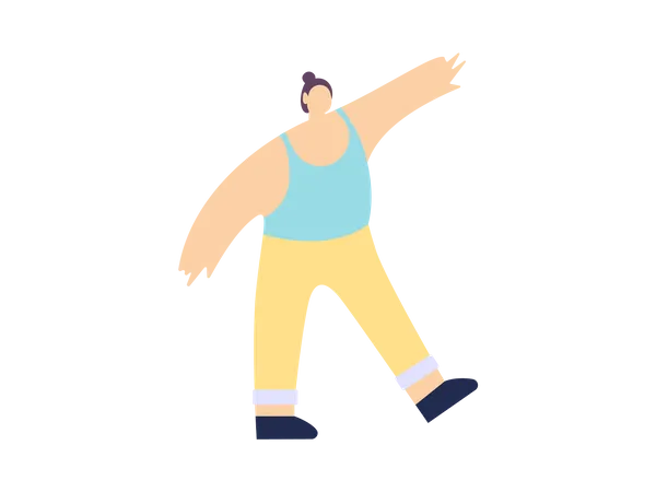 Fat woman doing dance Illustration