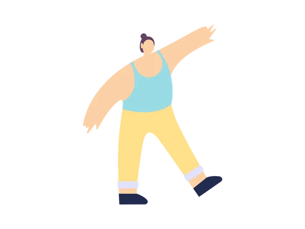 Fat woman doing dance  Illustration