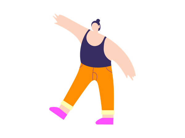 Fat woman doing workout Illustration
