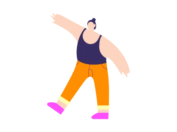 Fat woman doing workout Illustration