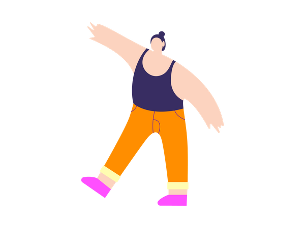 Fat woman doing workout  Illustration