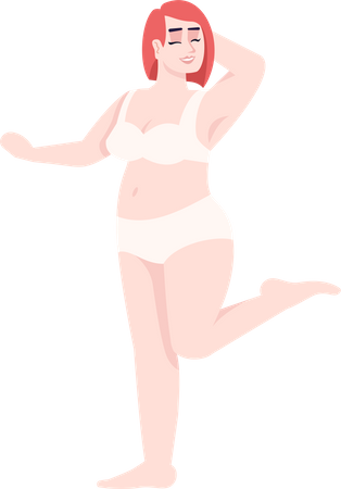 Fat Woman dressed in two-piece swimsuit  Illustration