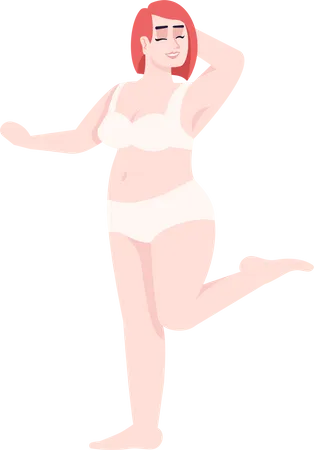 Fat Woman dressed in two-piece swimsuit  Illustration