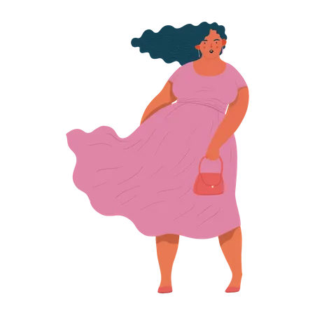 Fat Woman in dress  Illustration