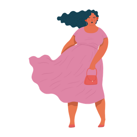 Fat Woman in dress  Illustration