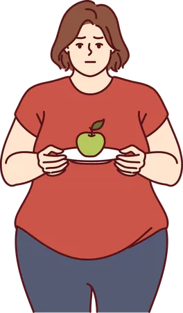 Fat woman is following diet plan to reduce her weight  Illustration